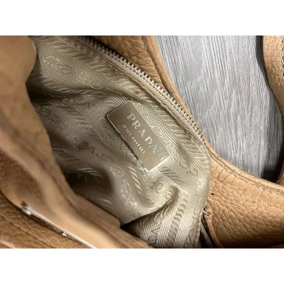 PRADA Beige Vitello Leather Logo Daino Box Shoulder Bag - Picture 10 of 11